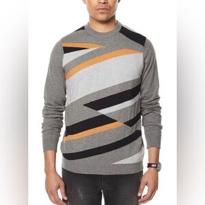 Sean John Men’s Intarsia Stripe Knit Crewneck Long Sleeve Sweater size Medium